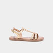 Sandales en cuir jaune or fille