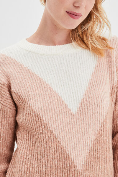 Pull manches longues rose clair femme