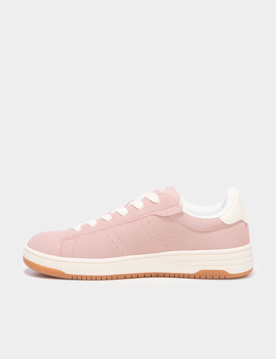 Tennis basses &agrave; lacets rose femme