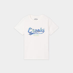 T-shirt col rond manches courtes Creeks blanc garçon