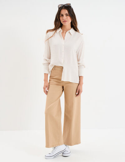 Chemise manches longues beige femme