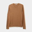 Pull jersey avec col en V marron homme