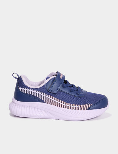 Baskets running &agrave; scratchs bleu marine fille