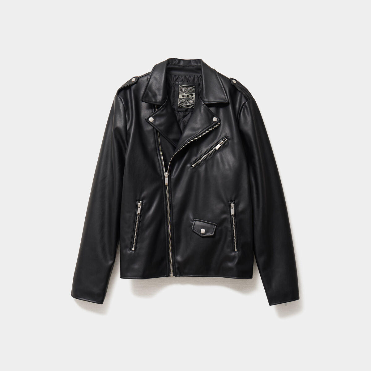 Veste biker simili cuir noir homme
