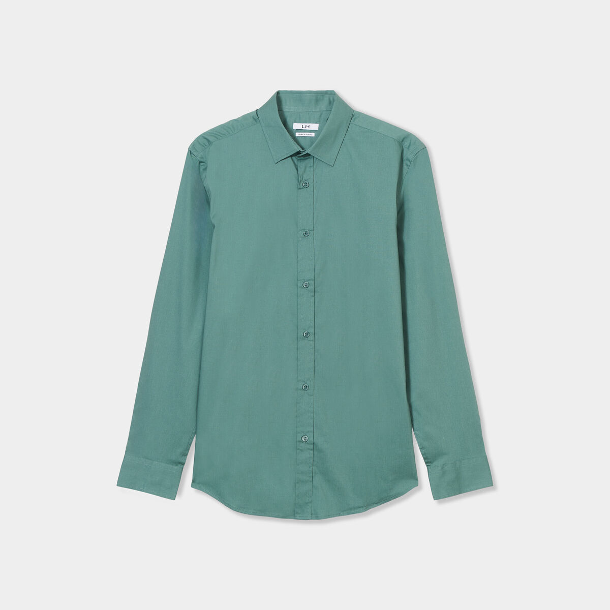 Chemise effet stretch manches longues vert foncé homme