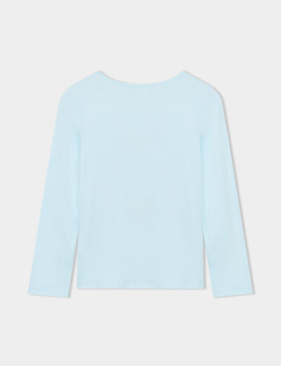 Ensemble pyjama pantalon t-shirt coton bleu turquoise fille