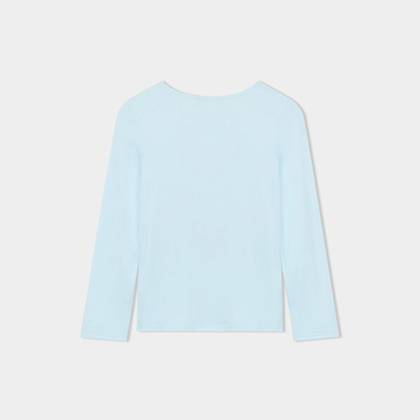 Ensemble pyjama pantalon t-shirt coton bleu turquoise fille