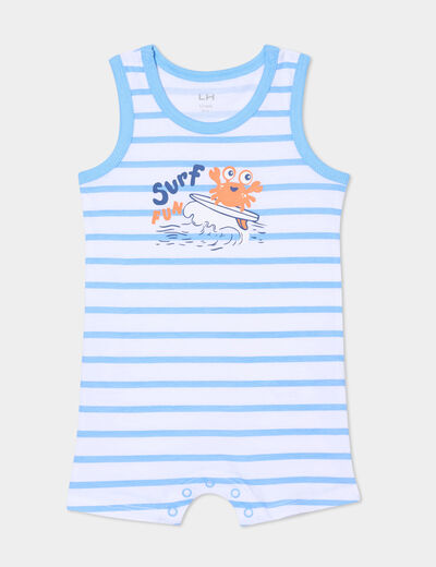 Combinaison de plage coton sans manches blanc bébé garçon