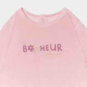 Pyjama dors-bien effet velours vieux rose bébé fille