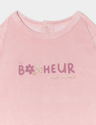 Pyjama dors-bien effet velours vieux rose bébé fille