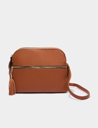 Sac en bandoulière marron cognac femme