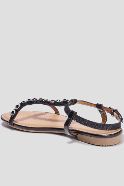 Sandales détails bijoux Mosquitos noir femme