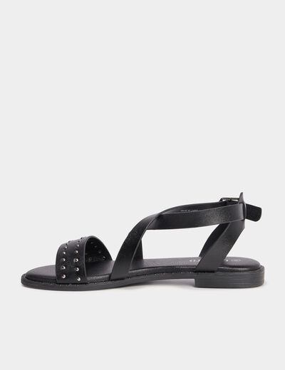 Sandales brides avec clous noir femme