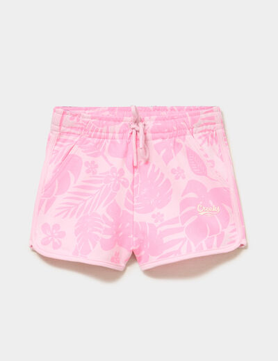 Short molletonn&eacute; taille &eacute;lastiqu&eacute;e rose fille