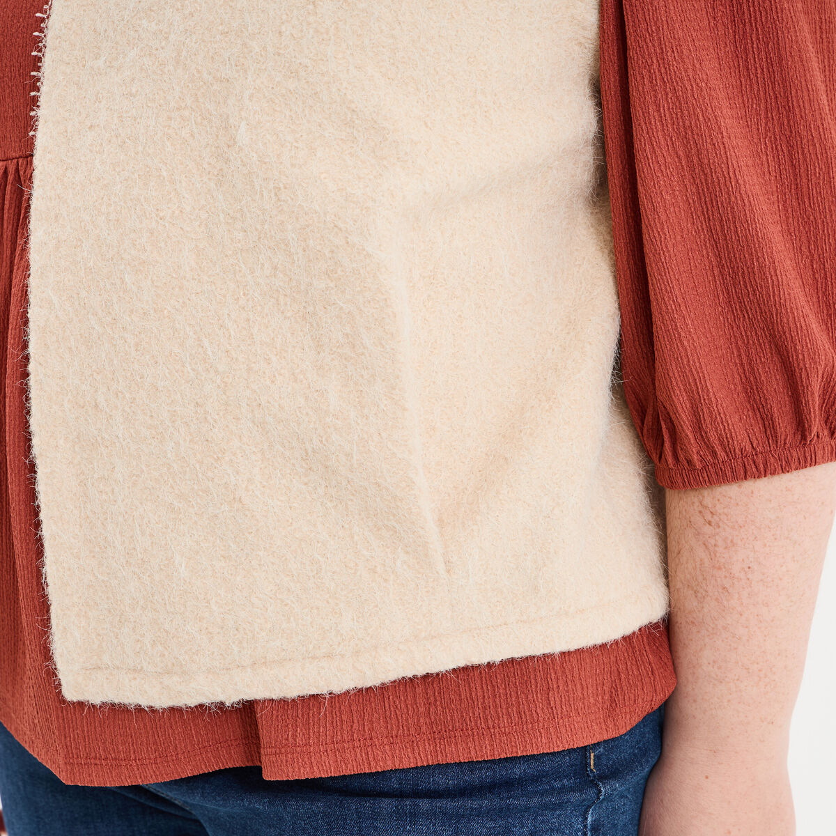 Veste sans manches sable femme grande taille