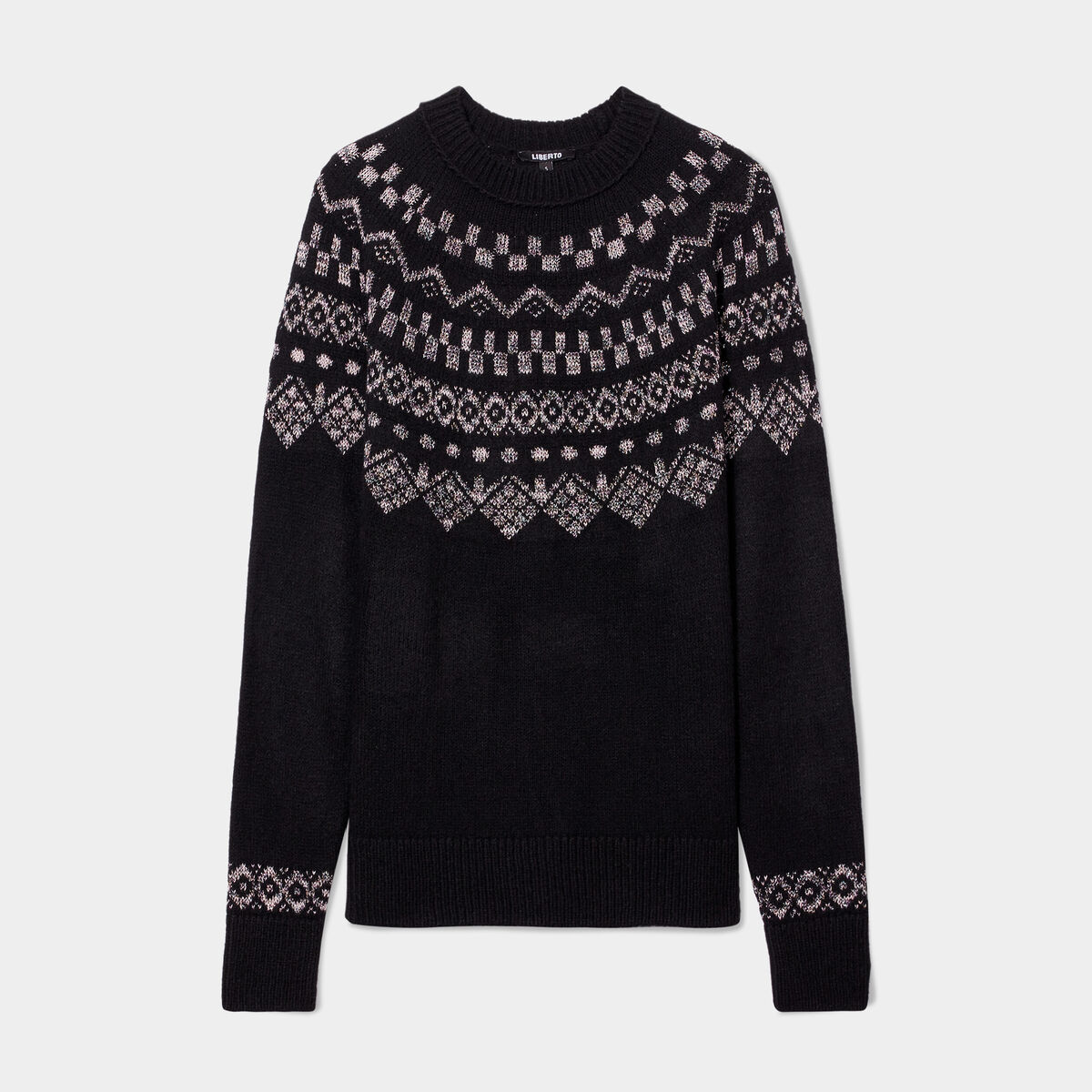 Pull jacquard fils métallisés Liberto noir femme
