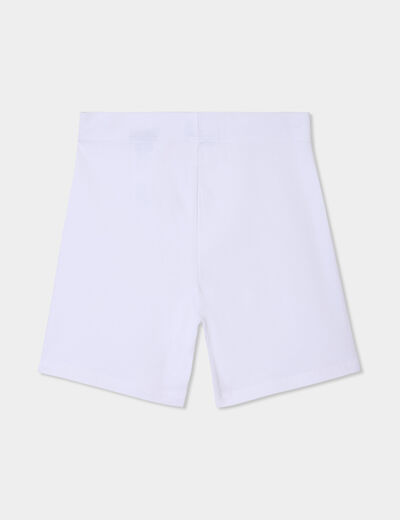 Legging short coton taille élastiquée blanc fille