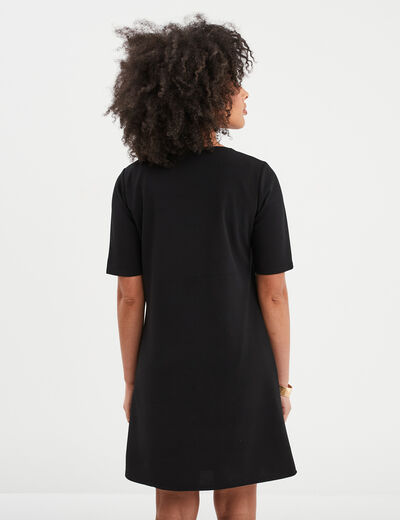 Robe courte col rond zippé Mosquitos noir femme