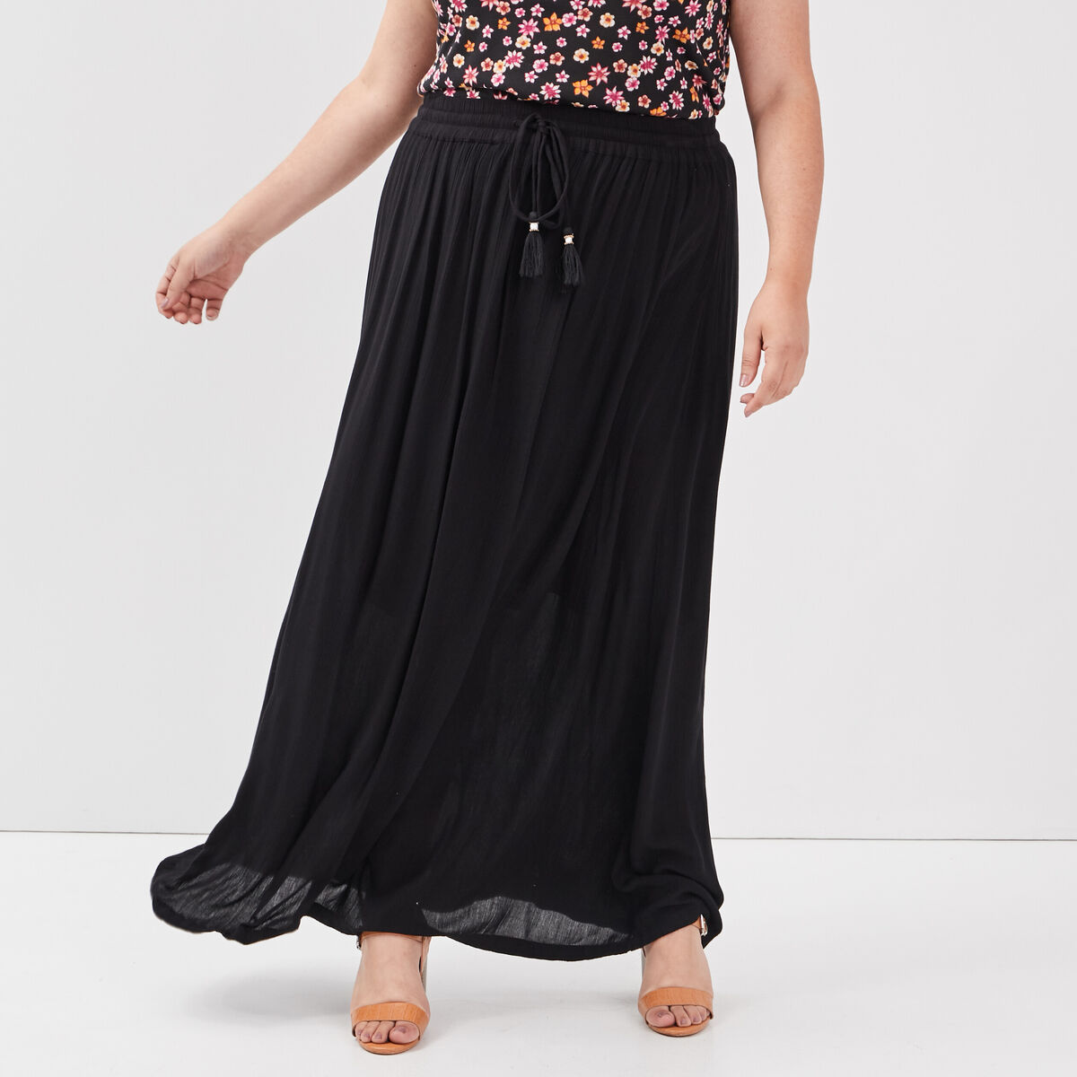 Jupe longue noir femme grande taille