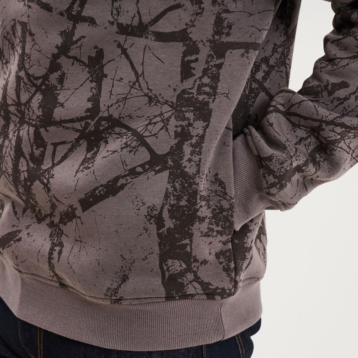 Sweat hoodie &agrave; capuche molleton taupe homme