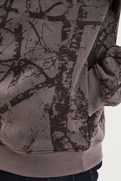 Sweat hoodie &agrave; capuche molleton taupe homme