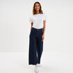 Jeans flare 7/8&egrave;me taille haute coton denim brut femme