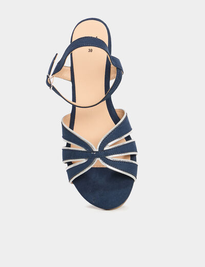 Sandales compensées bleu marine femme