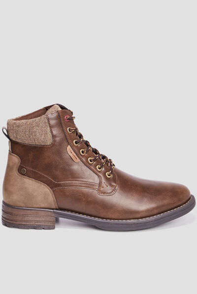 Bottines à lacets bi-matières Bicux marron homme