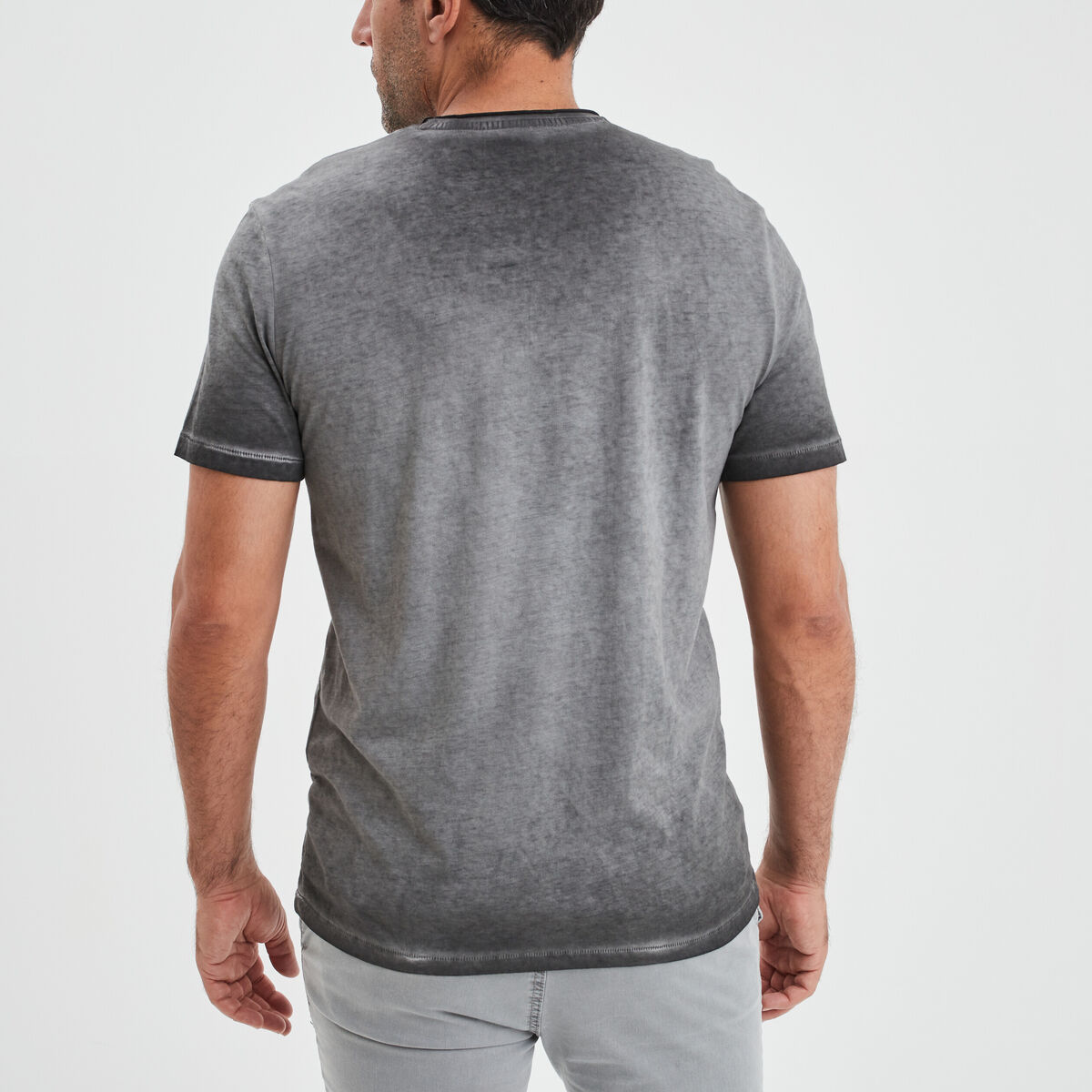 T-shirt col rond manches courtes Liberto gris clair homme