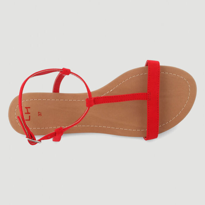 Sandales plates femme rouge