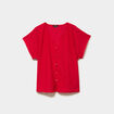 T-shirt dentelle avec boutons rouge femme