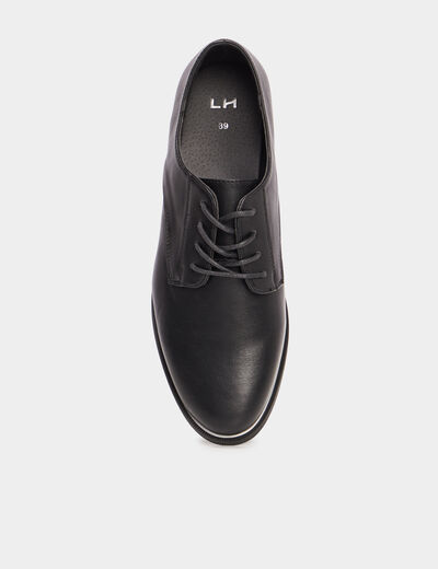 Derbies liserés métallisés talon plat noir femme