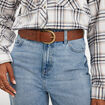 Ceinture avec perforations marron cognac femme
