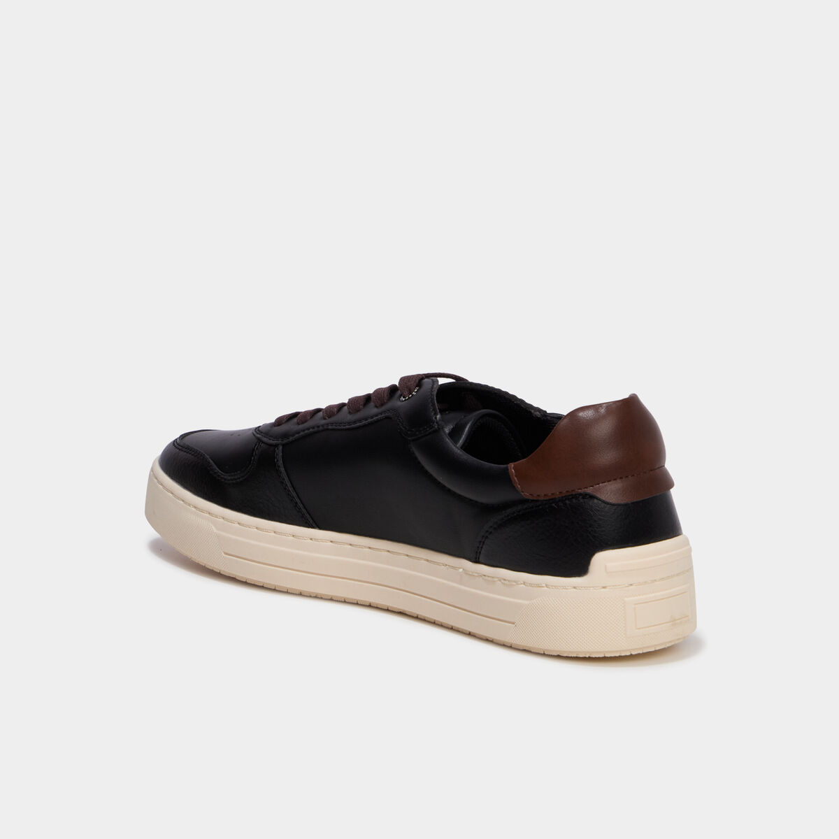 Baskets &agrave; lacets bi-mati&egrave;res noir homme