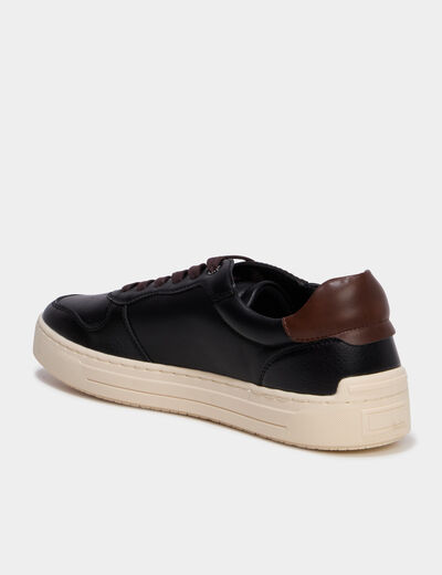 Baskets &agrave; lacets bi-mati&egrave;res noir homme