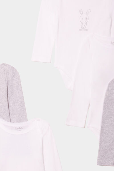 Lot 5 bodies US coton manches longues gris clair mixte
