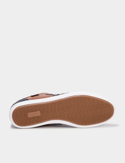 Baskets plates à lacets marron cognac homme