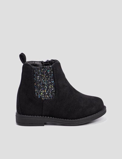 Bottines pailleté chelsea zippées noir bébé fille