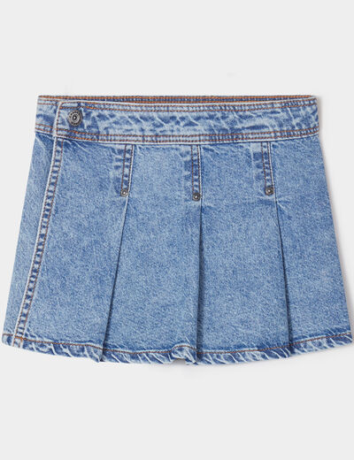 Jupe-short en jean avec plis denim double stone fille