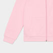 Sweat zipp&eacute; &agrave; capuche droit molleton rose clair fille