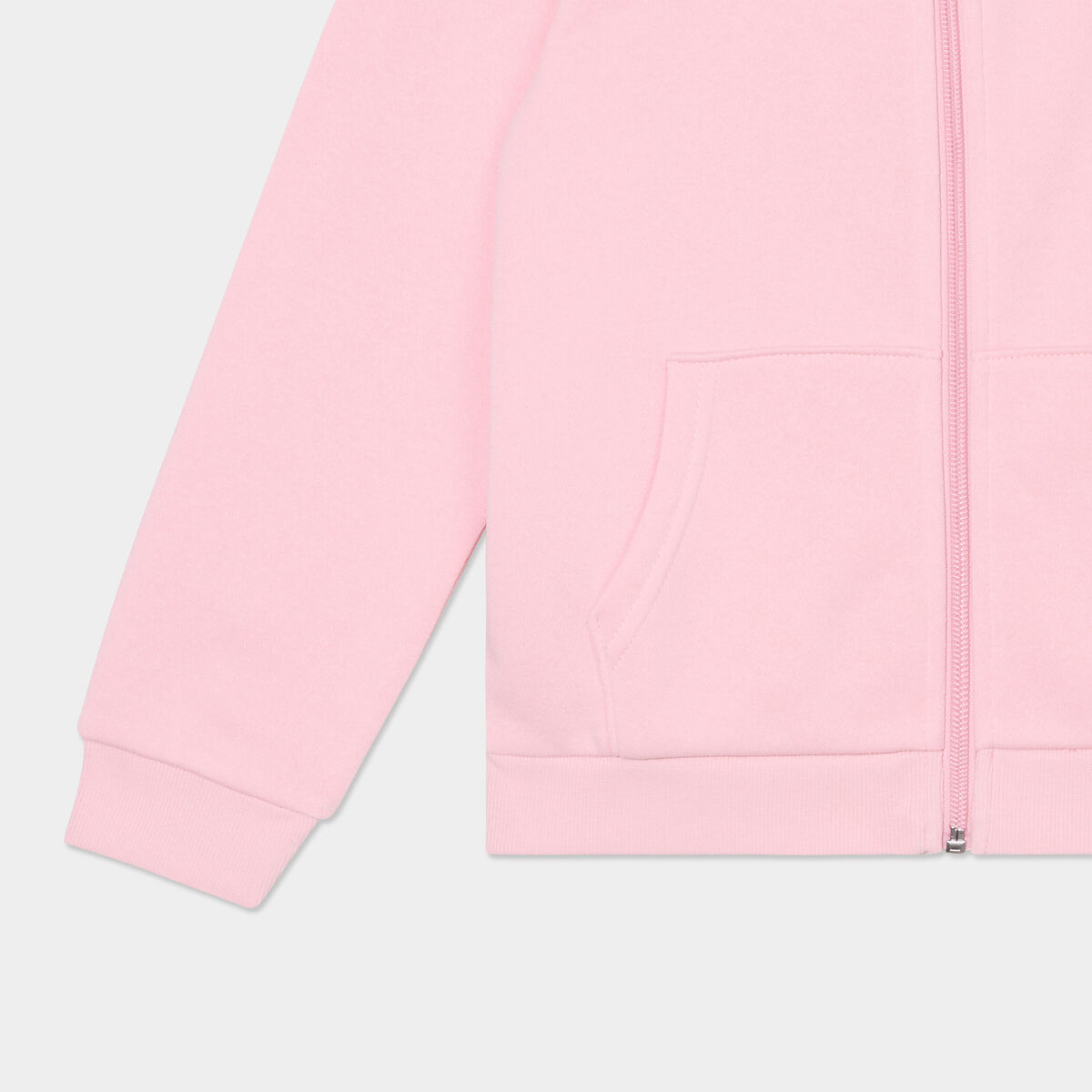 Sweat zipp&eacute; &agrave; capuche droit molleton rose clair fille