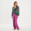 Pantalon large en crêpe violet femme