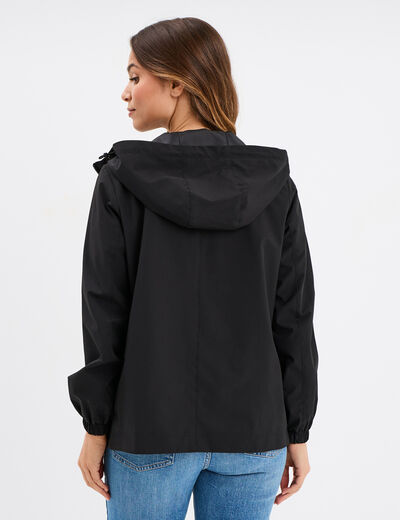 Coupe-vent déperlant à capuche noir femme