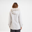 Manteau &agrave; capuche fausse fourrure gris clair femme
