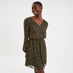 Robe fluide manches longues vert kaki femme