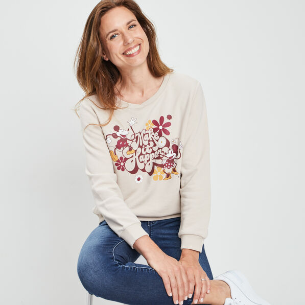 sweat a col rond mickey sable femme Sweat à col rond Mickey sable femme