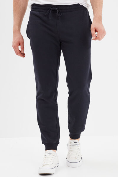 Jogging droit molleton bleu marine homme