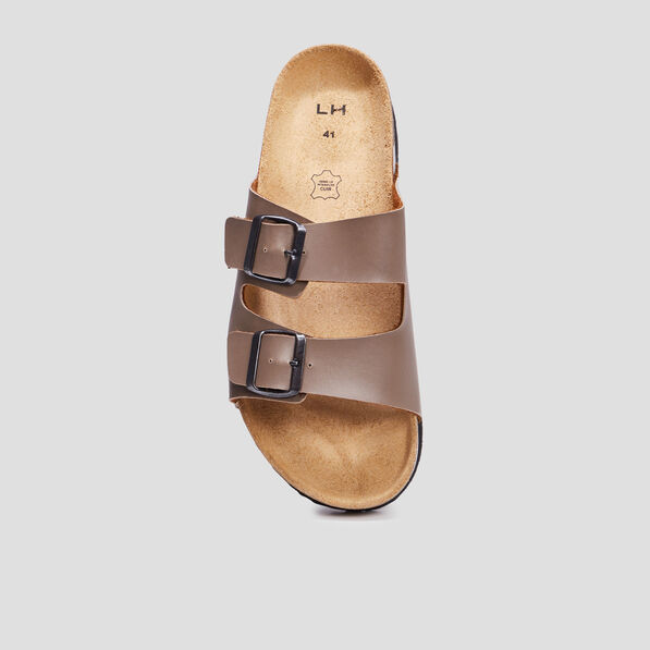 Mules avec boucles taupe homme