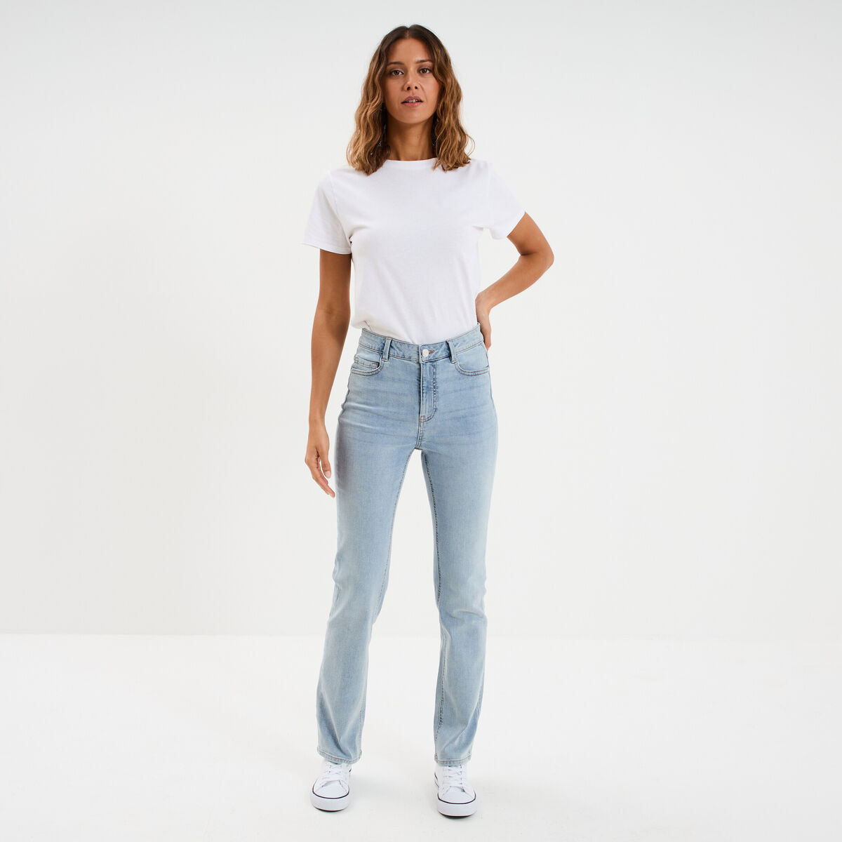 Jeans regular 5 poches coton denim double stone femme