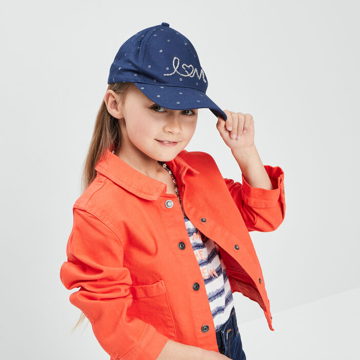 Casquette avec perles bleu marine fille